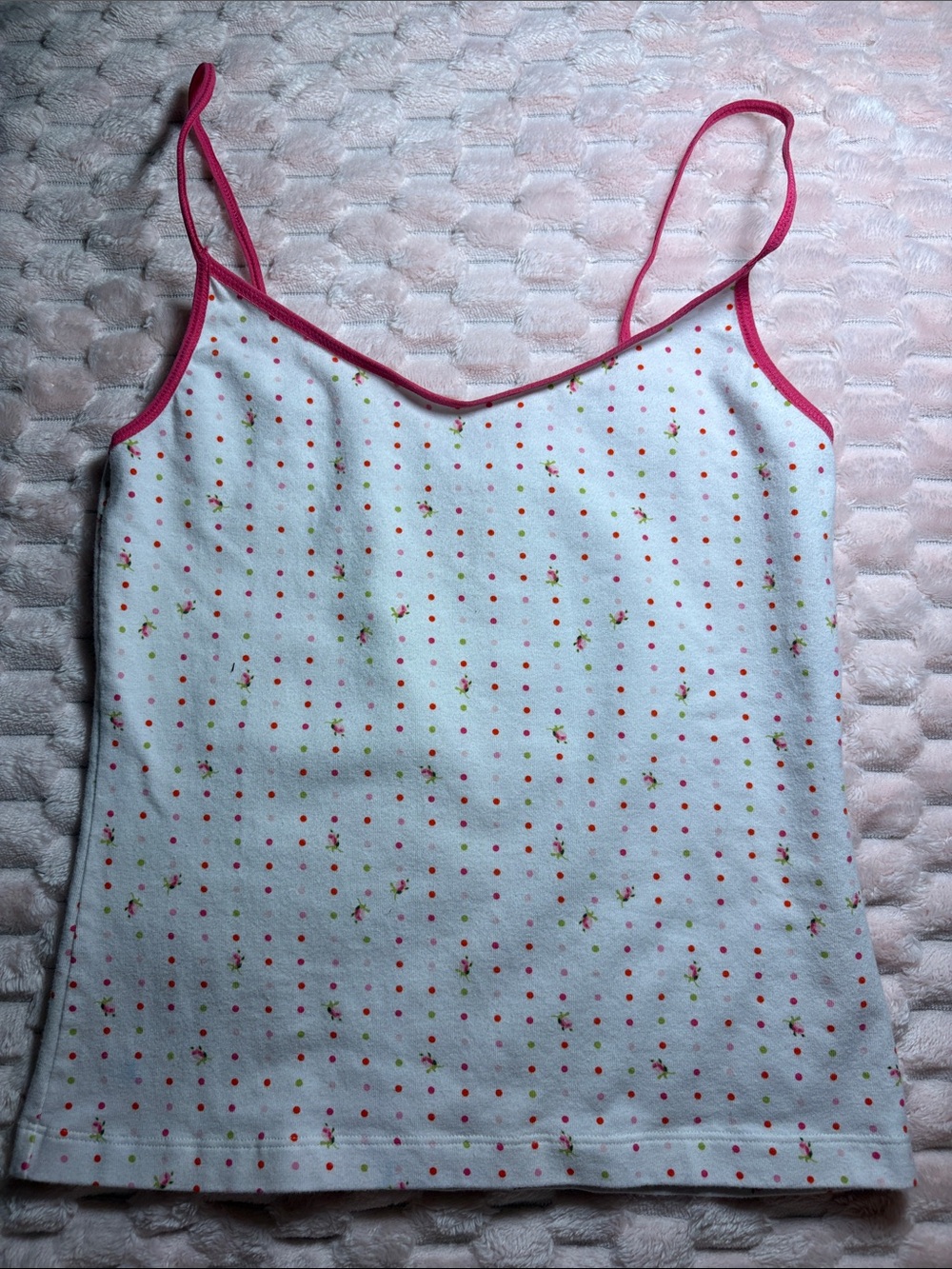 Y2K Victoria Secret Pink-Trim Floral Dot Cami Tank Top